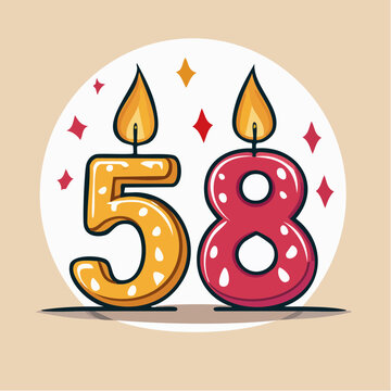 Number 58 Birthday Candles