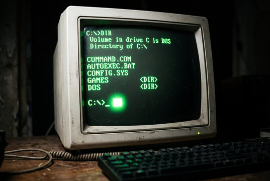 old computer monitor with green screen