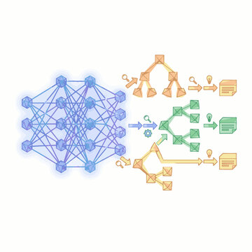 Artificial intelligence network and process of data extraction with node connections and idea generation