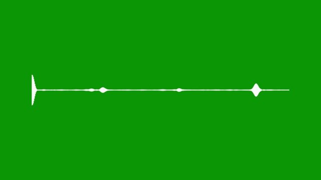 White crisp audio wave, sound spectrum visualizer, green screen background, 4k music beat, digital frequency animation, voice record signal, abstract waveform patterns design.