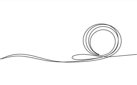 Continuous line of a roller coaster loop isolated on a transparent background, abstract line simple, smooth curve