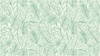 Seamless pattern with green tropical palm leaves background. © NAZMA
