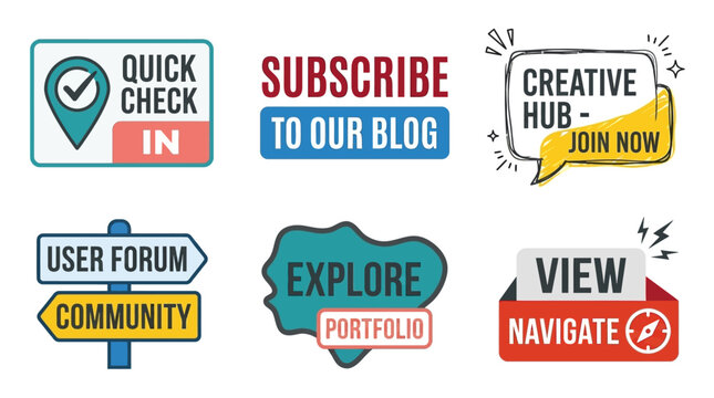 Creative hub, blog subscription, user forum, portfolio exploration, and navigation options for website engagement