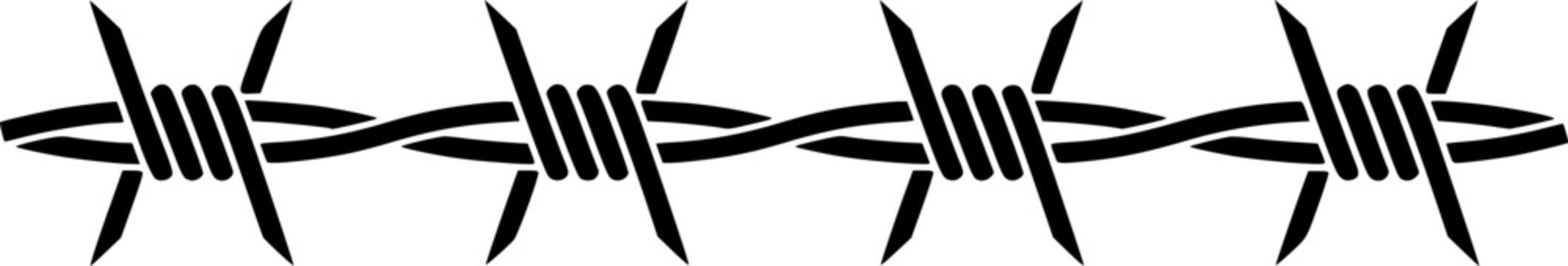 Minimalist black barbed wire flat vector symbol isolated on white background
