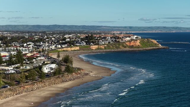 Christies Beach and O'Sullivan Beach, Adelaide, South Australia &ndash; 4K aerial drone footage of sandy coastline, coastal suburbs, waterfront house, cliffs, marina, boat ramp and seaside landscapes