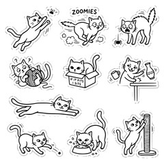 Fototapeta premium Cute Doodle Cat Sticker Pack: Playful Kittens, Funny Expressions, Daily Life Scenes
