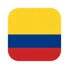 Fototapeta premium Modern rounded square icon of the Colombian flag with vibrant yellow, blue, and red stripes creates a bold patriotic statement