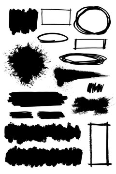 Black brush graphic element png sticker collection