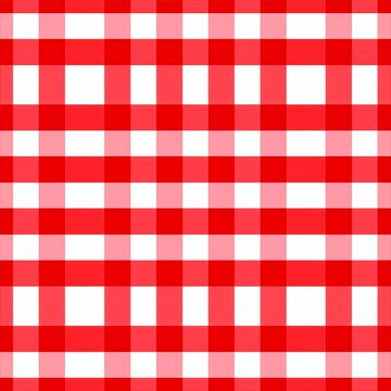 Classic red gingham checkered pattern background texture