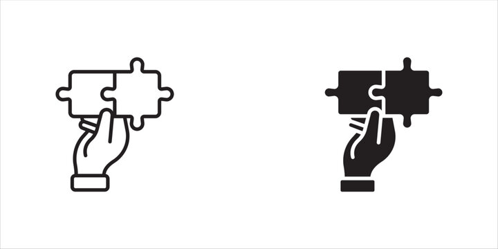 Modern hand holding smartphone icon set in outline and glyph style isolated on background
