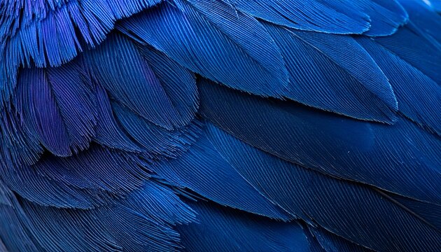 Close-up of rich, overlapping, blue-toned feathers, showing texture and iridescent hues