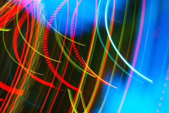 Slow shutter of street light turn into abstract