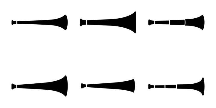 Vector Silhouettes of Wind Instruments, Musical Brass and Woodwind Icons, Sound and Melody Symbols