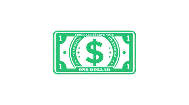 Stylized green one dollar bill icon with central dollar sign