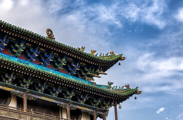 Fototapeta premium Ancient Temple Roofs in Pingyao, China - Traditional Architecture