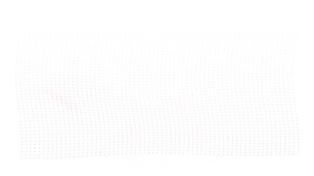 Pink dotted grid with distorted wave pattern, evenly spaced circular markers, minimalist geometric arrangement, modern abstract graphic element.