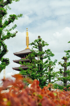Pagoda at Sensoji Temple in Asakusa Tokyo Japan