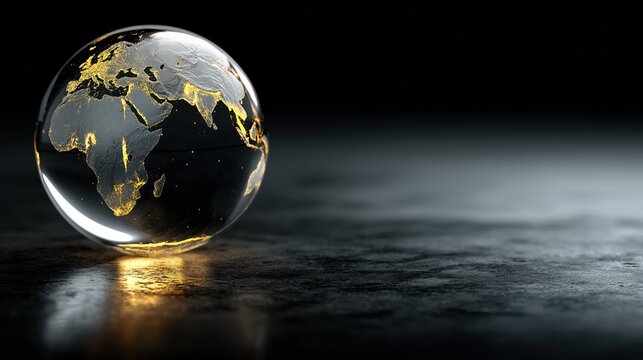 Global Connectivity and Digital Business Concept | Illuminated Glass Earth Sphere