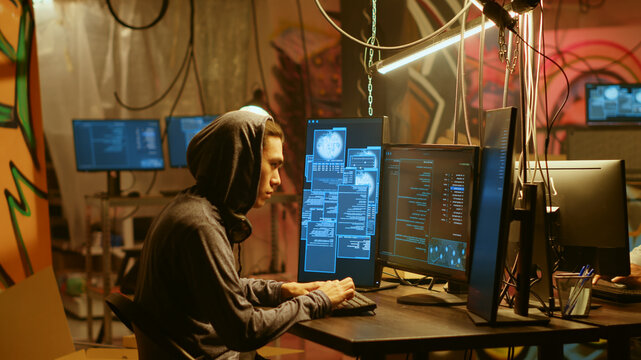 Hackers found by cybercriminal law enforcement able to get past their usage of anonymity tools to mask online identity, Criminals in hideout running from police after hacking into servers.