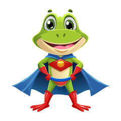 Obraz premium unleash your creativity with this magnificent asset representing cute superhero frog wearing blue cape and red boots ideal for educational kids materials