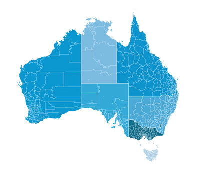 Map of Australia with provincies borders