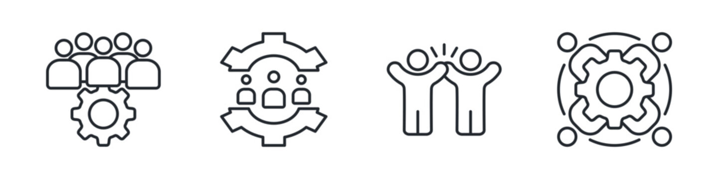 Team Icon Set Outline Multiple Concept With Clean Modern Vector Style For Presentations, Websites, Apps, And Corporate Projects. 