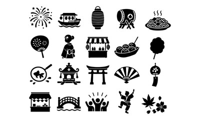 Japanese festival and tourism icon set © 若井 紗希