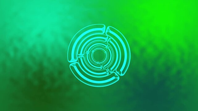 Glowing circular maze on green abstract background. Complex glowing circular maze for strategic problem solving concepts. Tech glowing circular maze visualization.