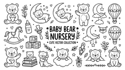 Obraz premium Baby bear nursery cute vector collection