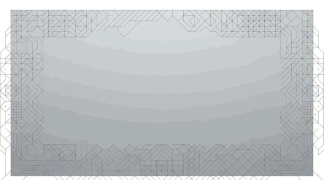Abstract grey digital landscape with wavy layers and circuit border