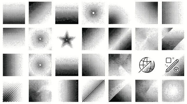 Halftone texture collection with various gradients and dot patterns