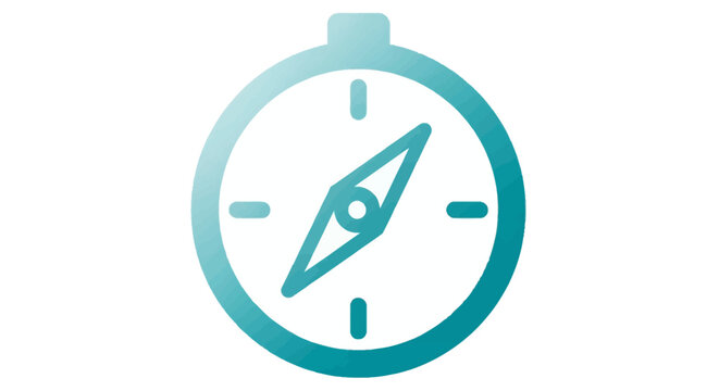 Teal colored compass navigation tool.