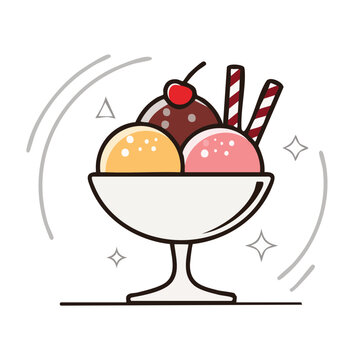 Cartoon ice cream sundae vector illustration