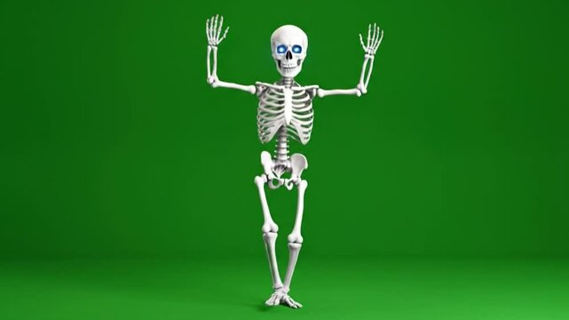 Happy Skeleton dancing green screen