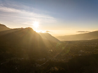Naklejka premium Amazing Mount Bromo volcano during sunrise from king kong viewpoint on Mountain Penanjakan in Bromo Tengger Semeru National Park,East Java,Indonesia.Nature landscape background