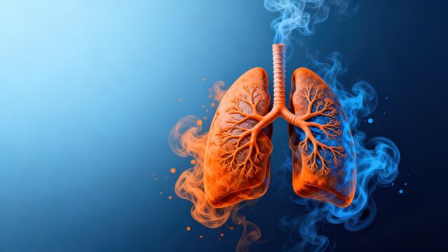 Human lungs with smoke