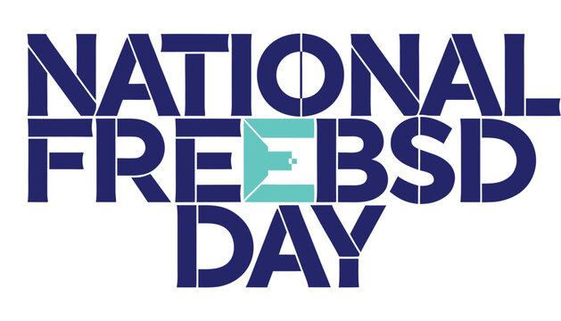 Bold blue graphic design celebrating the annual national freebsd day