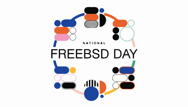 National freebsd day graphic design with abstract colorful geometric shapes