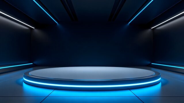 Futuristic glowing circular platform