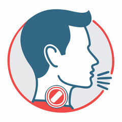 Fototapeta premium Icon of a person coughing with a sore throat symbol