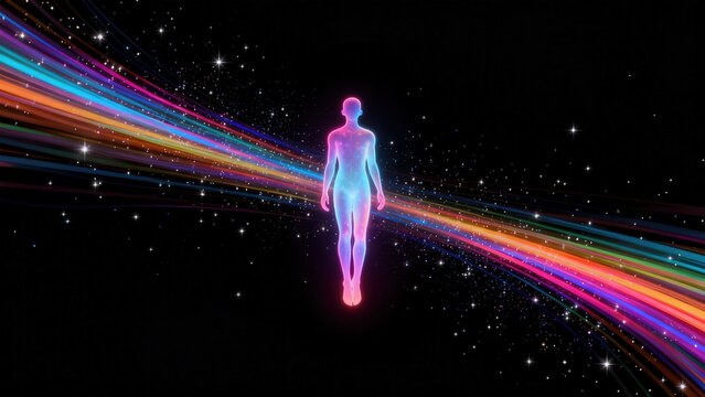 Human figure in cosmic space