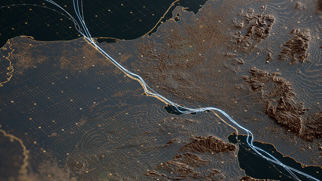 Suez Canal, Shipping Lanes and Trade Routes Concept Showing Navigation and Logistics