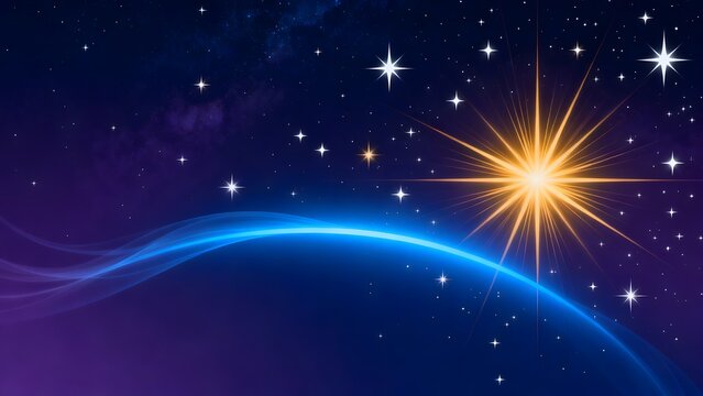 Cosmic scene with star and planet