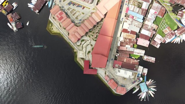 Aerial view of Iquitos Peru's vibrant settlement on the Nanay River