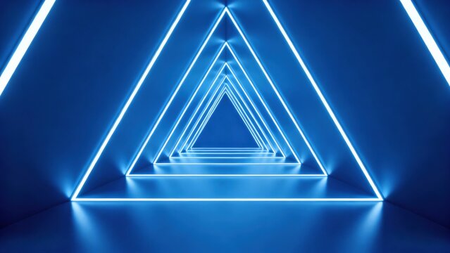 Neon triangle tunnel blue light