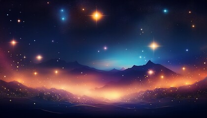 Fototapeta premium Abstract Night Sky With Glowing Stars And Bokeh Lights Background