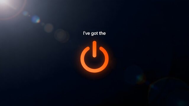 Power button with text on dark background
