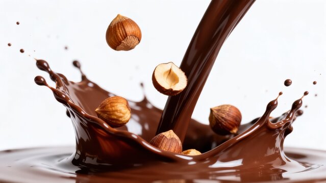 Chocolate splash with hazelnuts