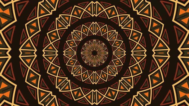 Abstract kaleidoscope geometric pattern forms concentric circles. ornamental decorative.