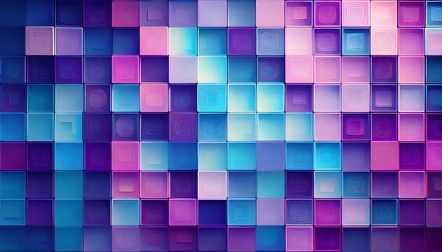 Blue Purple Abstract Background With Squares And Rectangles Of Varying Sizes